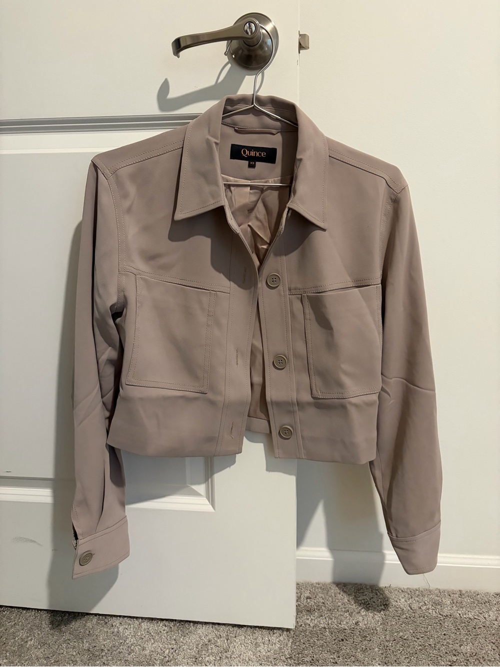 Quince Stretch Crepe Cropped Jacket Beige